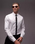 Topman long sleeve formal slim sateen shirt in white