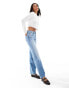 Stradivarius low waist straight leg jean in light wash blue