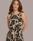 Donna Karan Women's Printed Sleeveless Belted Midi Dress