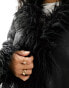 Pimkie faux fur trim leather look jacket in black