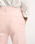 ASOS DESIGN super skinny linen mix suit trouser in pastel pink