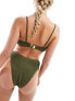 South Beach knot front crinkle bikini top in sage green