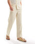 Selected Homme linen mix loose fit trouser in beige