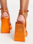 Public Desire Eagle triangle heel sandals in metallic orange