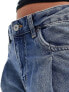 Mango straight leg jeans with pintuck detail in blue