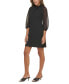 Puff-Sleeve Tie-Neck Sheath Dress