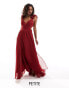 Forever New Petite ruffle shoulder maxi dress in deep red