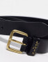 Levi's Calypso leather belt in black with gold buckle