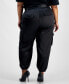 Plus Size Belted High-Rise Satin Cargo Pants, Created for Macy's