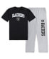 Комплект пижамы Concepts Sport Black, Heather Gray Las Vegas Raiders Big and Tall T-shirt and Pajama Pants Sleep Set