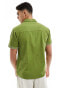 Another Influence linen mix embroidery revere collar shirt in green