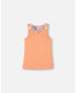 Girl Organic Cotton Tank Top With Print Salmon Orange - Child