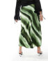 4th & Reckless Plus exclusive satin ombre stripe maxi skirt in green