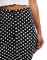 Miss Selfridge button through flippy mini skirt in black polka dot