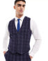 ASOS DESIGN super skinny suit waistcoat in navy tonal check