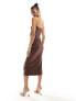 Vesper bengaline bandeau midi dress in chocolate brown