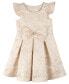 Little Girls Flutter Sleeve All-Over Brocade Social Dress