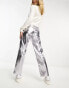 Pull&Bear straight leg trouser in metallic silver