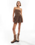 ASOS DESIGN bandeau puffball mini dress in brown