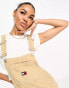 Tommy Jeans logo corduroy pinafore dress in sand