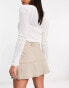 ONLY mid waist pleated mini skirt in beige