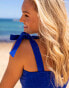 South Beach x Misha Grimes tie shoulder crop beach top co-ord in cobalt blue