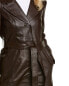 Badgley Mischka Triss Double-Breasted Leather Trench Coat Women's