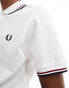 Fred Perry twin tipped logo polo in white/red/navy