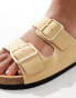 Glamorous double strap footbed sandals in taupe