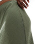 New Look textured drawstring midi skirt in khaki