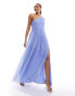 Anaya Bridesmaid tulle one shoulder maxi dress in soft blue