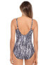 Miraclesuit Womens Chevron Python Siren One-Piece Swimsuit, Silver, Size 14