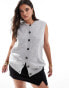 Vero Moda Curve button through sleeveless vest in light grey melange