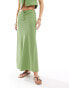 Mango linen mix co-ord skirt in green