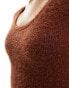 ASOS DESIGN crop jumper with scoop neck in fluffy yarn in toffee co-ord