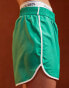 Pieces Sport Core contrast trim shorts in green and white