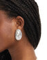 8 Other Reasons rhodium plated pearl detail oversized stud earrings in silver