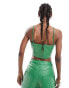 Muubaa fitted leather corset top in green