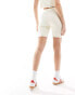 Pieces ribbed legging short co-ord with red trim in cream