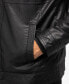 Men's Grainy Polyurethane Leather Hooded Jacket with Faux Shearling Lining