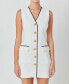 Contrast Trim Sleeveless Blazer Sheath Dress