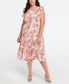 Plus Size Linen Blend Flutter Sleeve Midi Tiered Dress