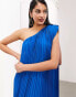 ASOS EDITION extreme pleated one shoulder maxi dress in bright blue