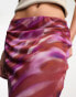 Pieces mesh maxi skirt in multi washed tie dye