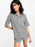 The Frolic bromine short sleeve beach shirt co-ord in black and white textured gingham