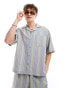 COLLUSION beach linen revere short sleeve shirt in stripe co-ord