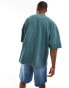 ASOS DESIGN extreme oversized t-shirt in heavyweight 220gsm washed green with California varsity print