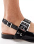 schuh Lorellea slingback flat shoes with buckle in black