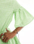 Native Youth ruffle detail gingham mini smock dress in green