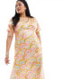 Never Fully Dressed Plus metallic puff sleeve midaxi dress in rainbow print